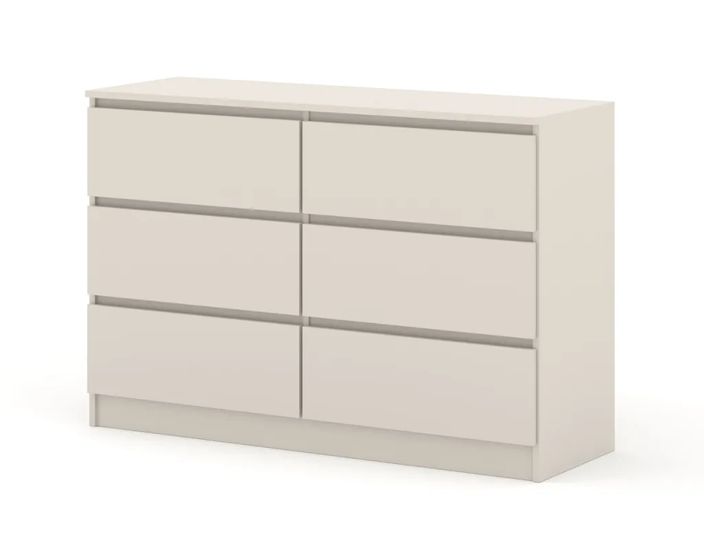Commode 120 cm KASCHMIR MAJA S6 - Buffet Haut avec 6 Larges Tiroirs