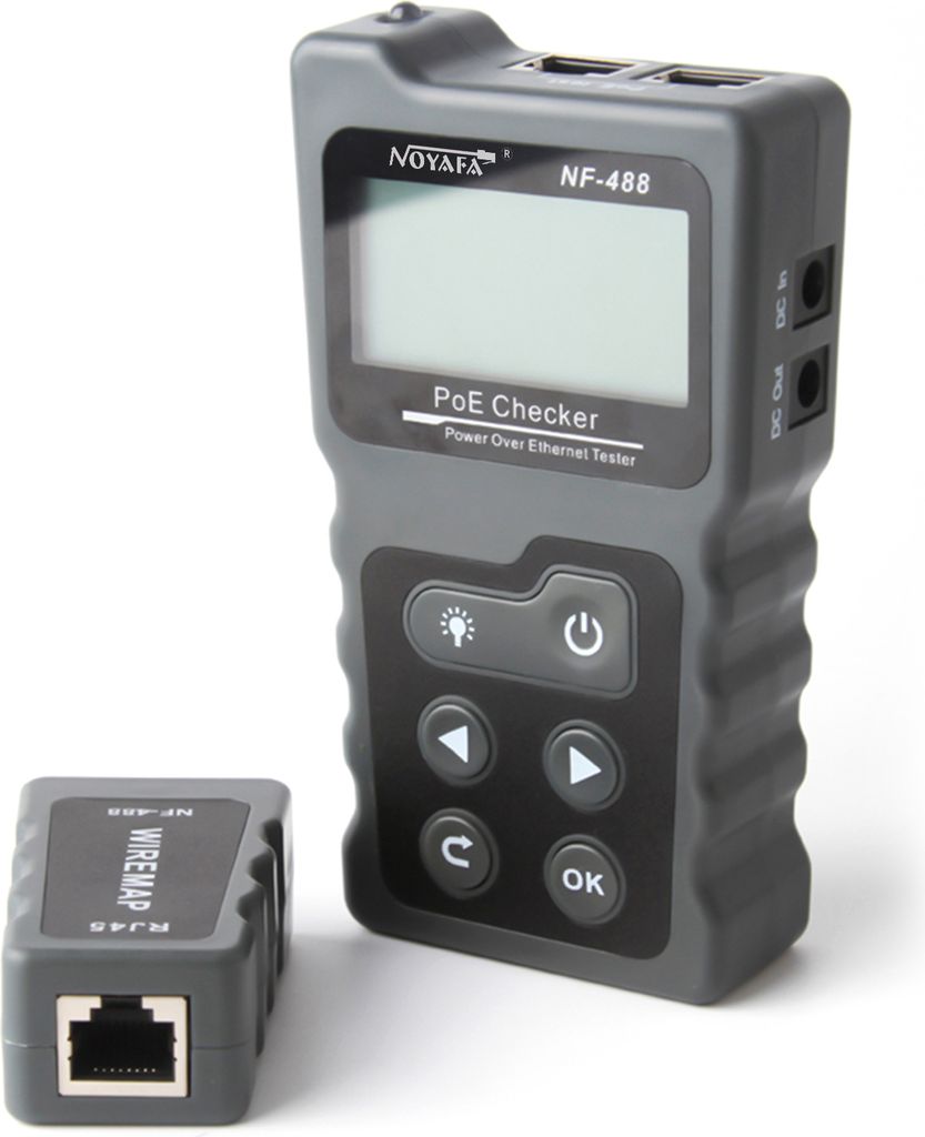 Multifunktionaler LCD-Netzwerkkabeltester PoE-Checker Inline-PoE-Spannungs- und Stromtester mit Kabeltester