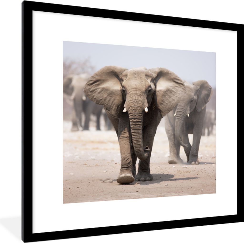 MuchoWow MuchoWow Gerahmtes Poster Elefant - Beine - Stoff 40x40 cm - Poster mit zchwarzem Bilderrahmen - Poster - Plakat im Rahmen