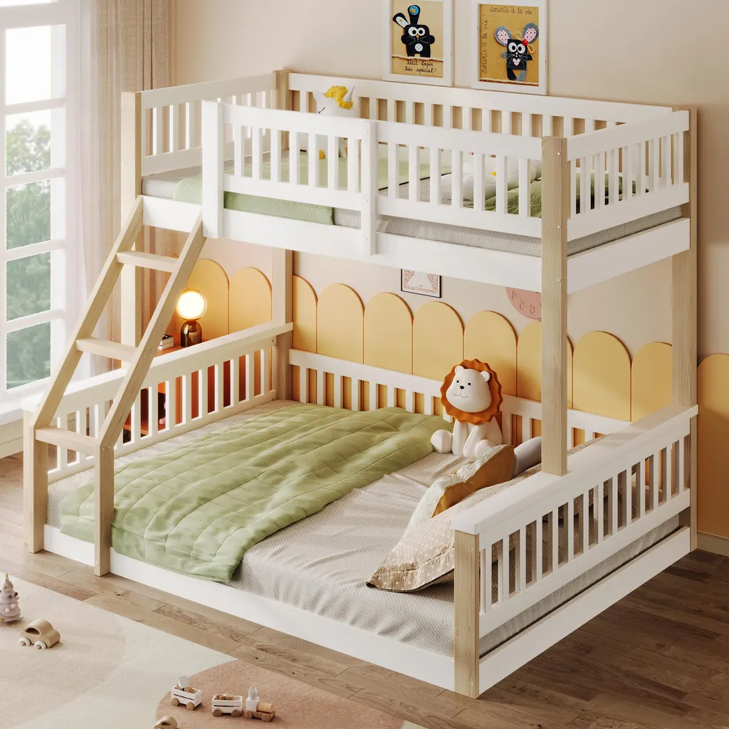 Lit Superposé Triple pour Enfant en Bois avec Échelle de Sécurité