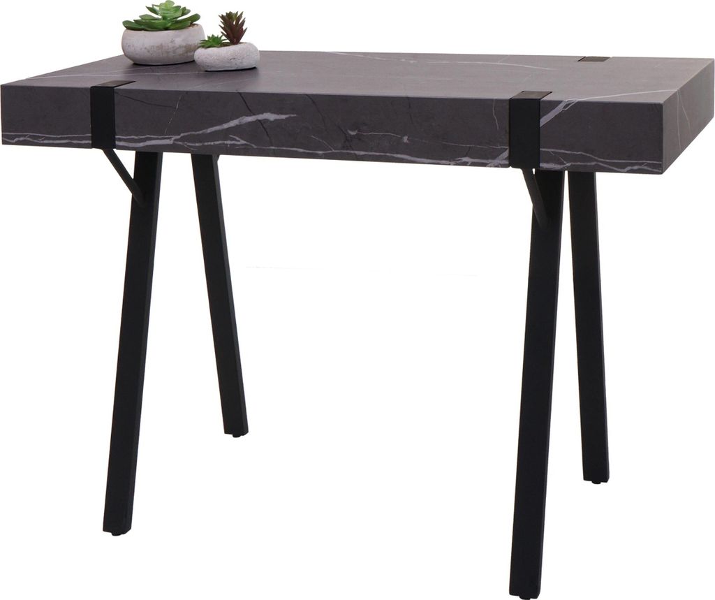 Konsolentisch HWC-L54, Telefontisch Arbeitstisch Beistelltisch Ablagetisch, Metall 75x100x40cm Marmor-Optik grau