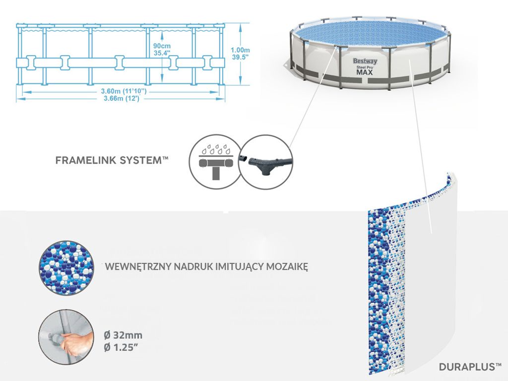 Steel Pro Max™ Frame Pool Komplett-Set, rund, mit Produktbild 40