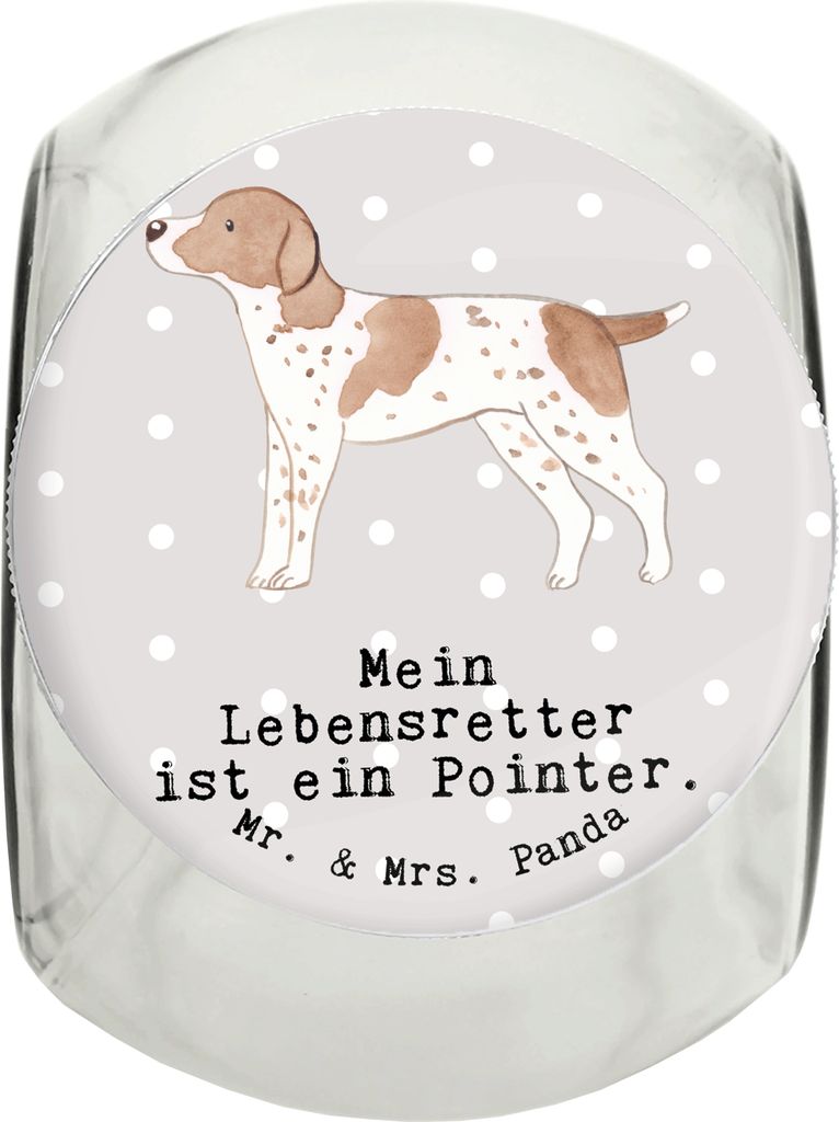 Mr. & Mrs. Panda Dose Pointer Lebensretter XL 2000ml - Grau Pastell - Geschenk, Tierfutterbehälter, glasbehälter, Vorratsbehälter, English, Vorr...