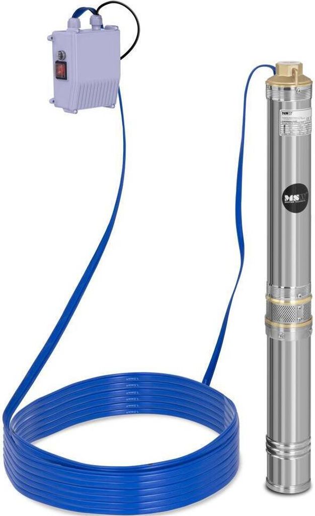 Expondo hillvert Brunnenpumpe - 95 mm / 3,75'' - 6000 l/h - 750 W - 20 m Kabel / 72 m Förderhöhe - Edelstahl