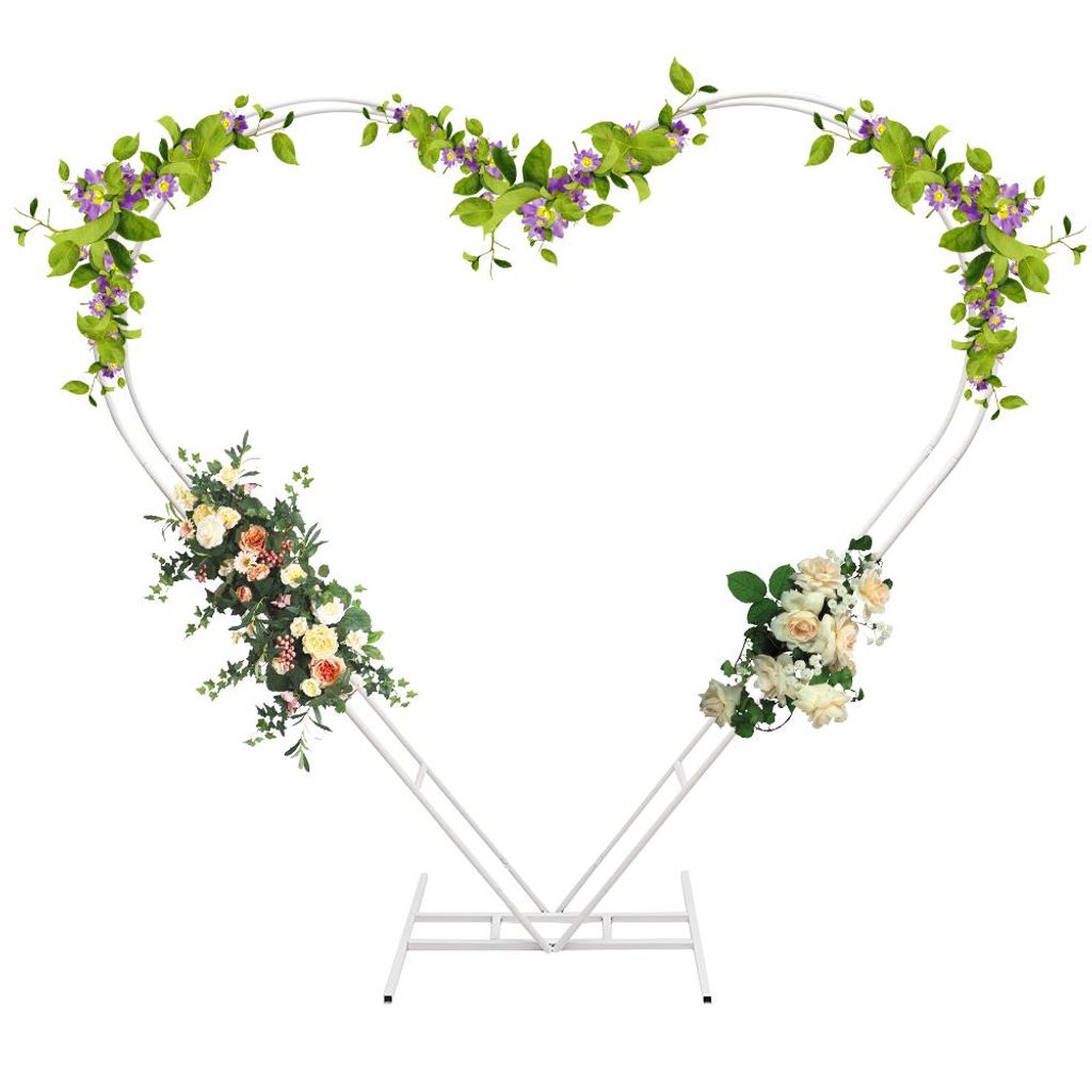 Hochzeitsbogen Herz Ballon Bogen Metall Stand Basis Rahmen DIY Gebogene Bögen Blumenbogen Weiß Arch Frame für Geburtstag Hochzeitstag Party Deko