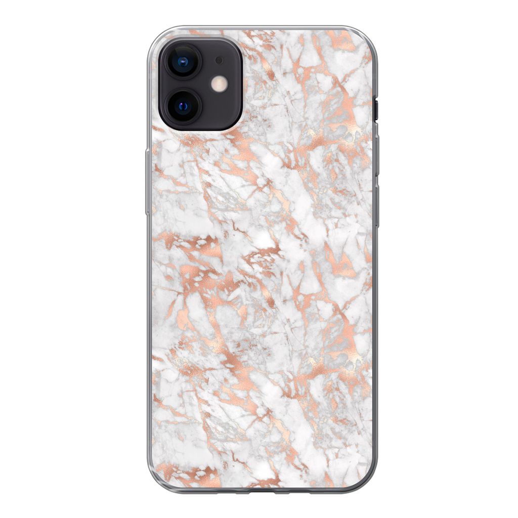 MuchoWow Handyhülle Schutzhülle Hülle für iPhone 12 mini Marmor - Roségold - Luxus - Muster Silikon Softcase Handy Hülle - Bild