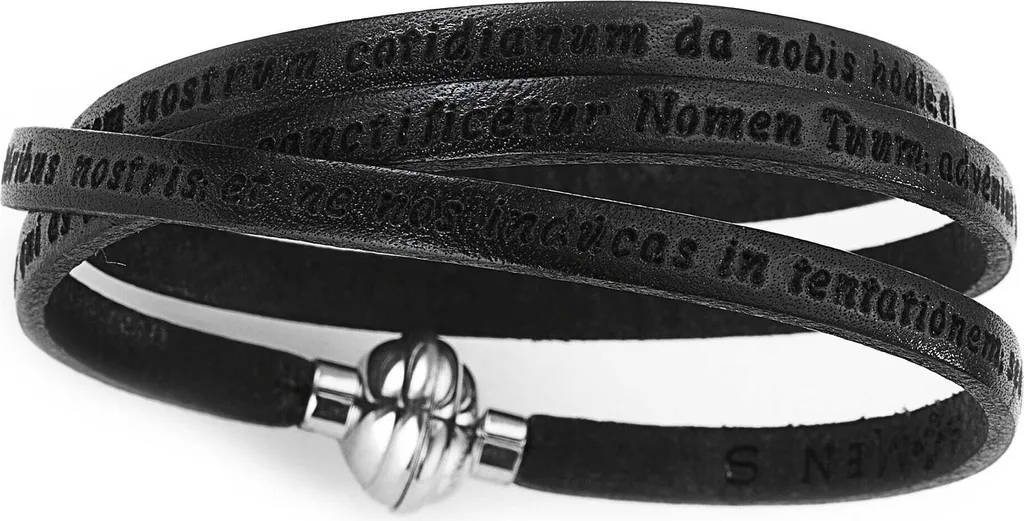 Bracciale Pelle Classic PNLA02 Nero 57 cm | Accessorio Unisex in Acciaio