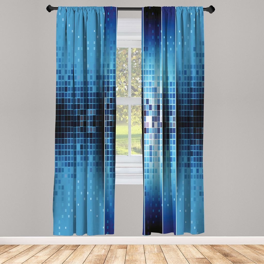 ABAKUHAUS Abstrakt Vorhänge 2 Panel Set für Wohnzimmer Schlafzimmer Nachbildung, Mosaik-Muster mit Fragmenten wenig Keramik Stil Square Digital I...