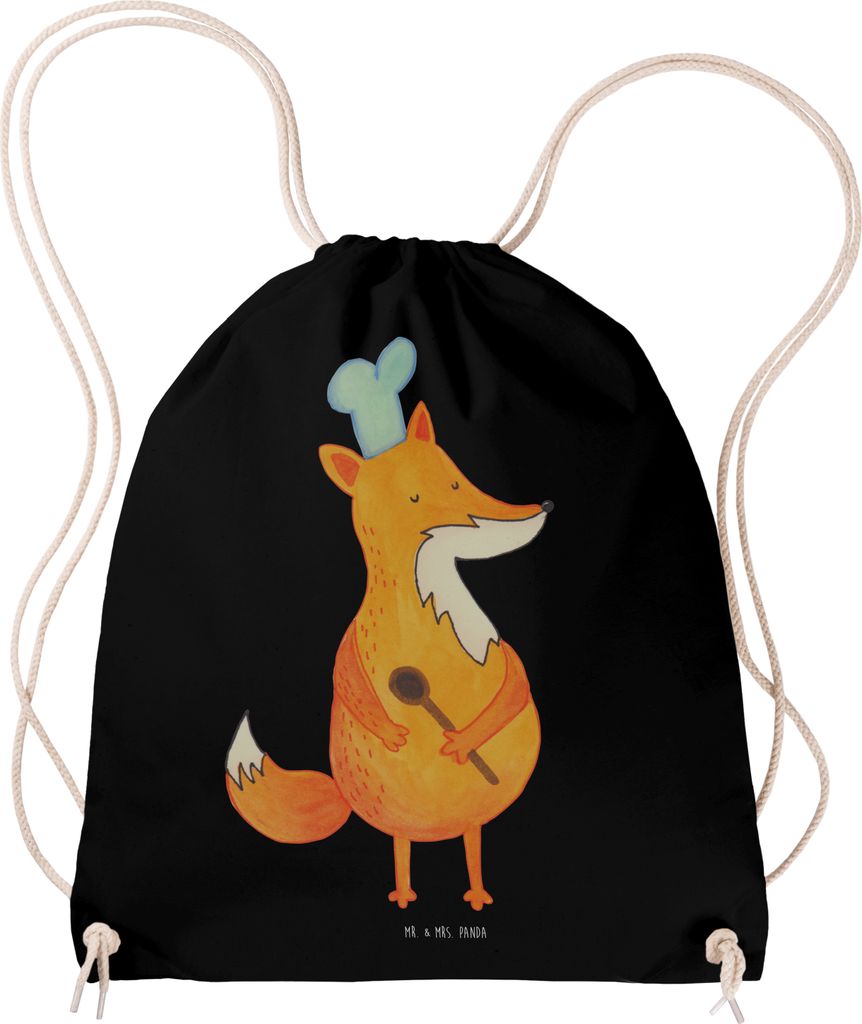 Mr. & Mrs. Panda gym tasche Fuchs Koch - Schwarz - Geschenk, Hungrig, Jutebeutel, Chefkoch, Sportbeutel, Säckchen, Bäcker, Spruch Lustig, rucksac...