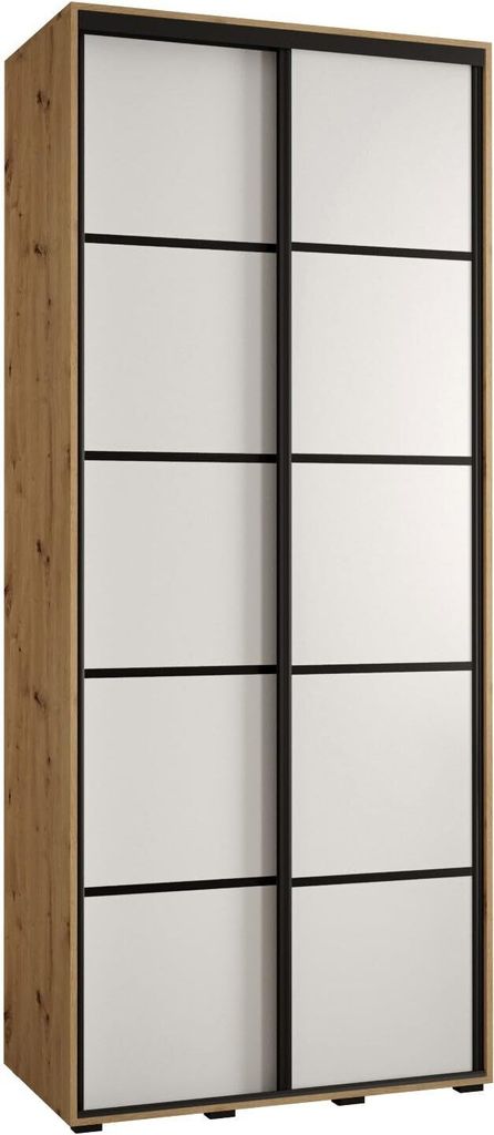 MEBLE KRYSPOL Davos 4 Schrank, zwei Türen - 235,2x100x45 cm - Artisan Weiß Schwarz