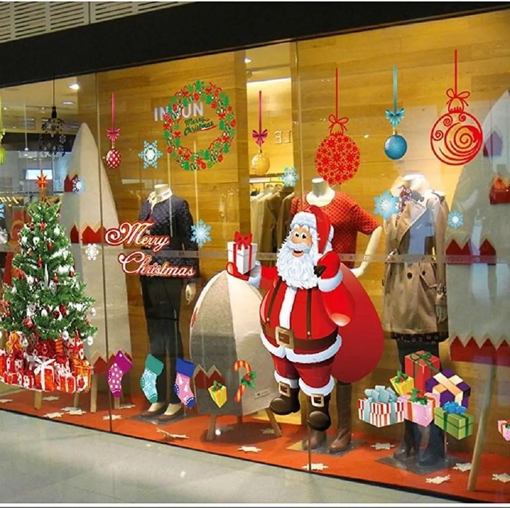 YULOONG Fenêtre de Noël Autocollants Statiques Père Noël DIY Modèle 1