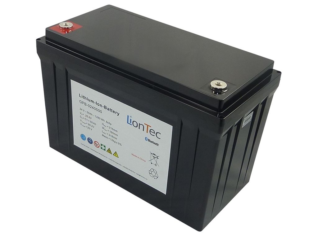 LionTec Lithium Batterie Akku LiFePO4 24 V - 50 Ah Bluetooth Meyra Wohnmobil LKW