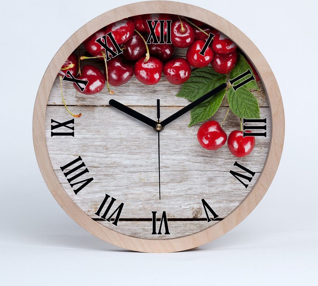 Holzuhr 25fi cm wanduhr - schwarze Spitzen - Kirschholz