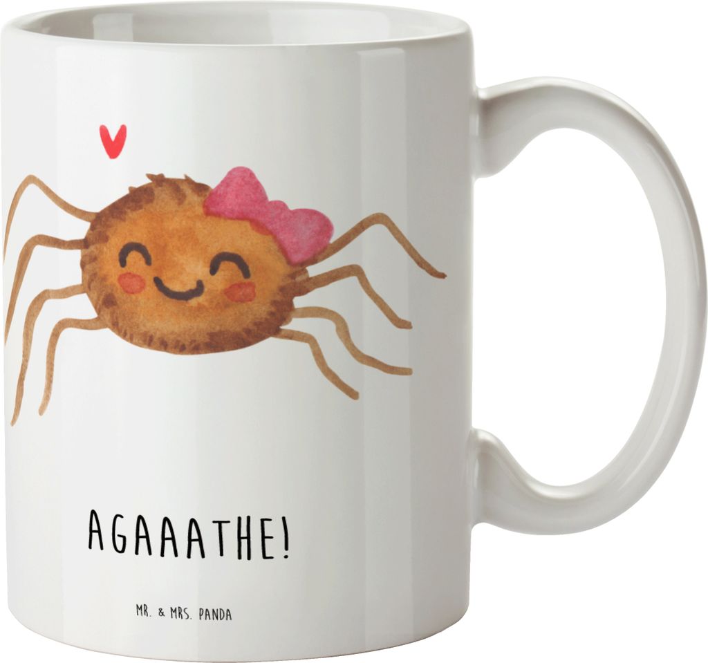 Mr. & Mrs. Panda Trinklernbecher Spinne Agathe Freude - Weiß - Geschenk, Viral, Trend, Camping Tasse, Haferl, Kinderbecher, Plastikbecher, Kunstst...
