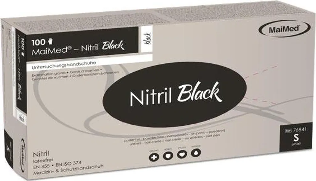 Guanti Nitrile Neri MaiMed S per Alimenti | 1000 Pezzi | Certificati