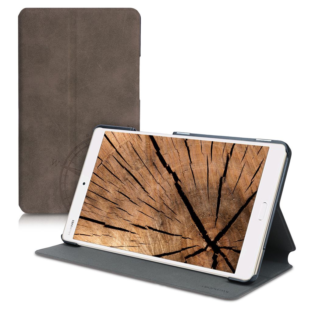 kwmobile Hülle kompatibel mit Huawei MediaPad M3 8.4 - Slim Tablet Cover Kompass Vintage Braun
