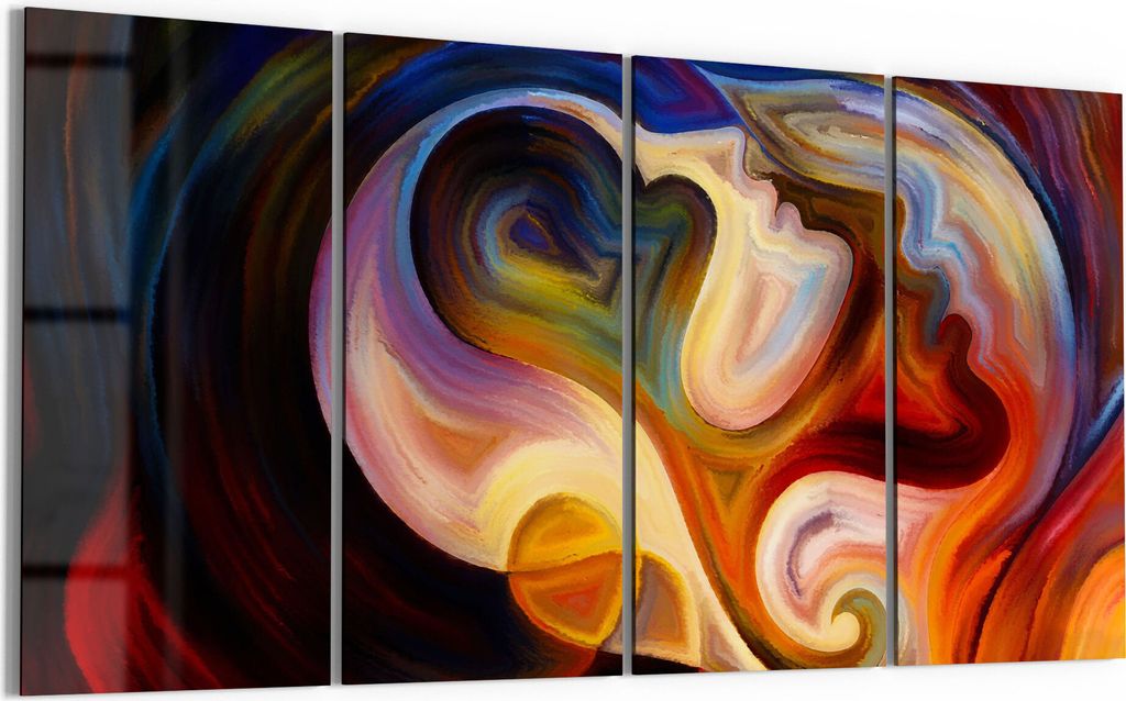 DEQORI Glasbild Echtglas 4x30x60 cm 'Weibliche Silhouette' Wandbilder XXL groß