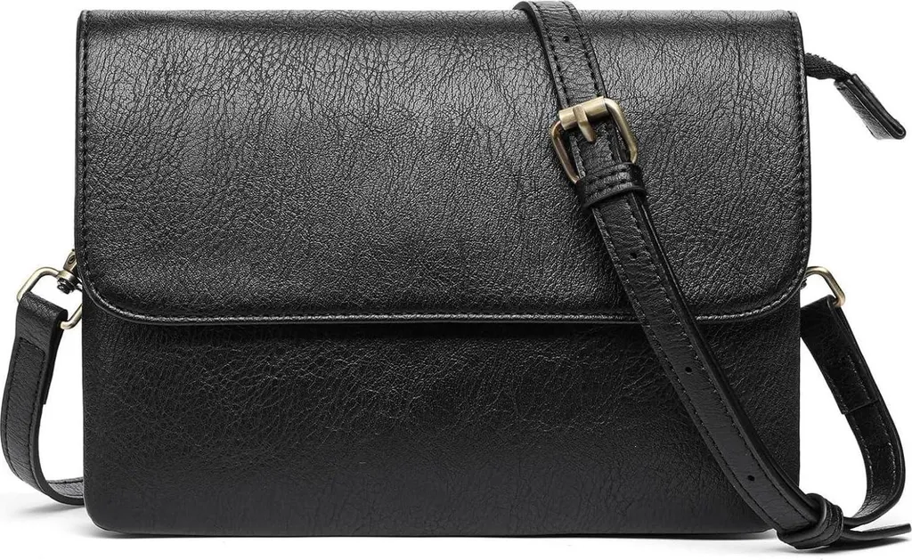 Sac à bandoulière noir pour femme avec compartiments fentes multiples