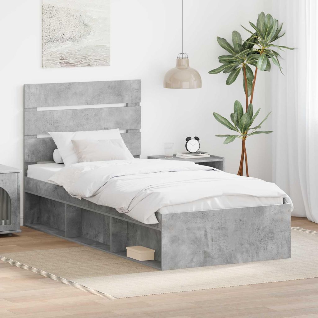 Maison Exclusive - Bettrahmen Beton Grau 75 x 190 cm Massives Kiefernholz