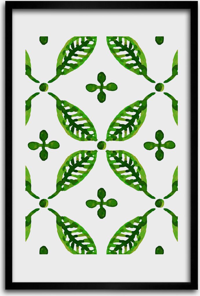 Bild - Bilderrahmen - 40 cm x 60 cm - MDF - Rahmen - Wandkunst - Grüne Blätter