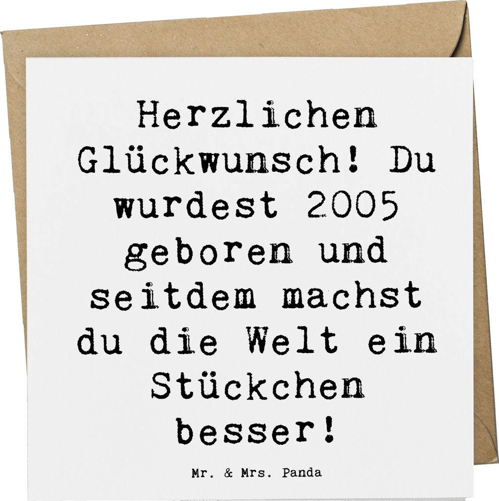 Mr. & Mrs. Panda Grußkarte Spruch 2005 Geburtstag - Weiß - Produktbild 
