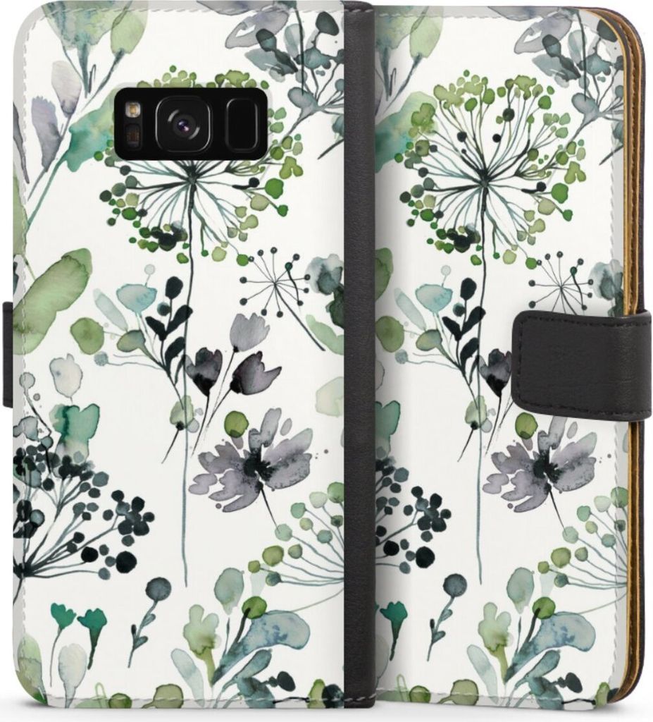 DeinDesign Klapphülle für Samsung Galaxy S8 Plus Handytasche Lederhülle Tasche Blumen Wasserfarbe Eukalyptus