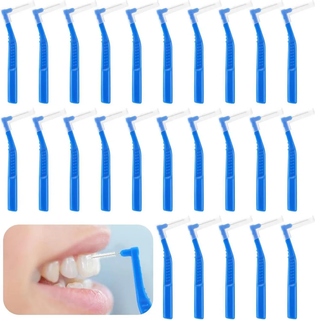 Lot de 25 Brossettes Interdentaires Bleues en L de 0,7mm pour Gencives