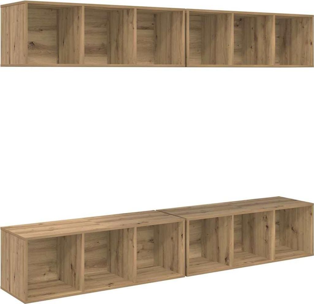 TV-Schrankset Wandmontiert 4 pcs Artisan-Eiche 37 x 37 x 107 cm
