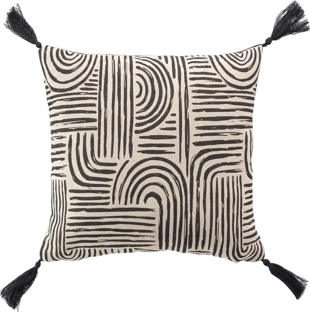 Coussin Pandore 45x45 cm à Motif Géométrique et Franges Élégantes