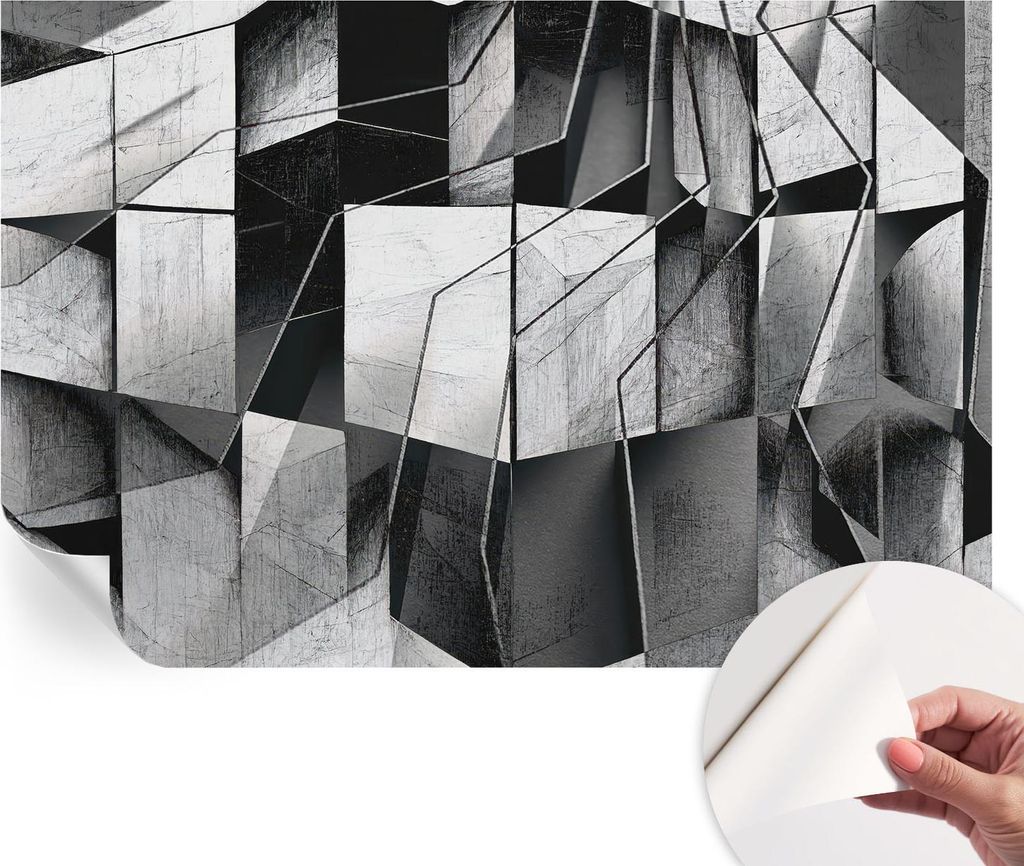 Selbstklebende Wandtapete - Dekorative Tapete für Wohnzimmer - Klebefolie für Wandbilder - Tapetenfolie für Wanddekoration - 104x70 cm - Geometr...