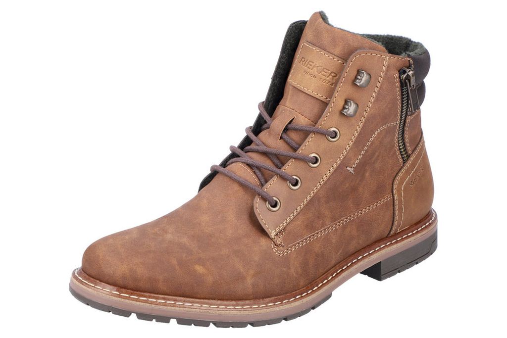Rieker Herren Schnürboots Stiefelette Reißverschluss 13742, Größe:41 EU, Farbe:Braun
