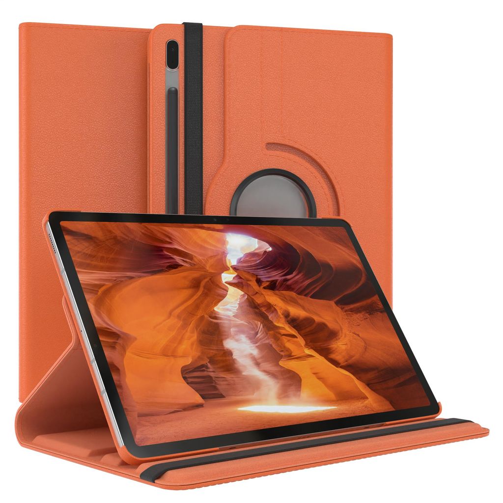 EAZY CASE - Tablet Hülle für Samsung Galaxy Tab S7 FE / 5G Schutzhülle, Tablet Case 360° drehbar in Orange