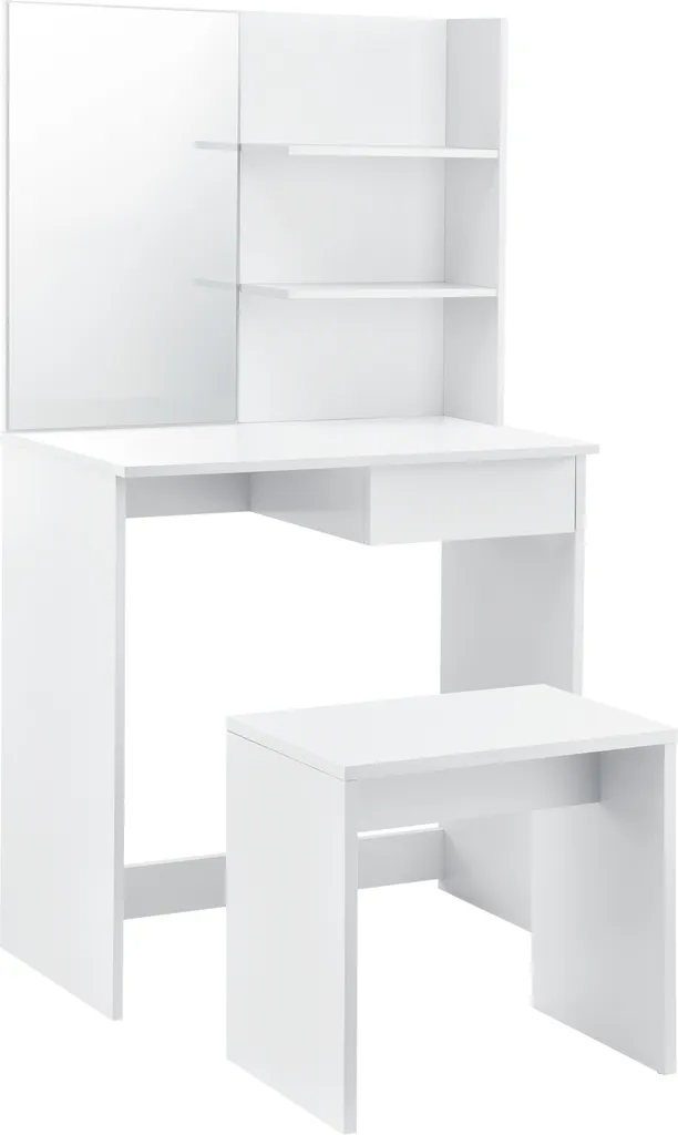 Coiffeuse Compacte avec Miroir et Tabouret pour petit espace de chambre
