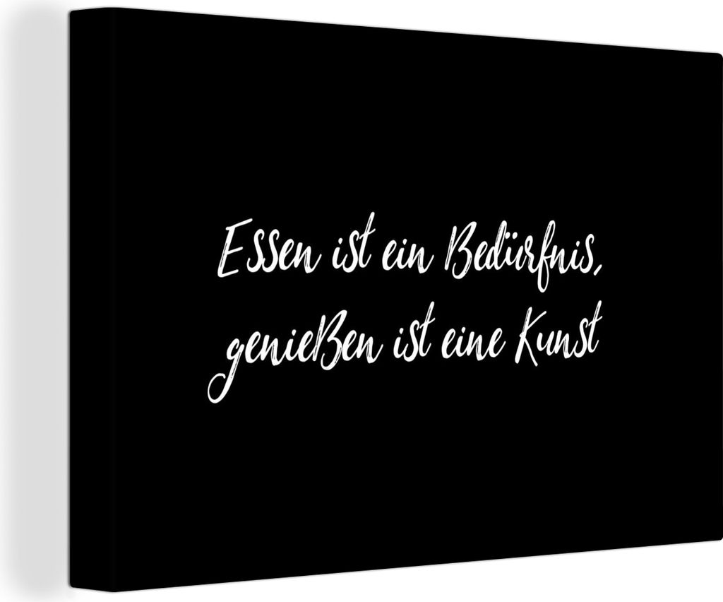OneMillionCanvasses - Leinwandbilder - 150x100 cm, Zitate - Sprichwörter - Essen ist ein Bedürfnis, genießen ist eine Kunst - Eten, Wandbilder...