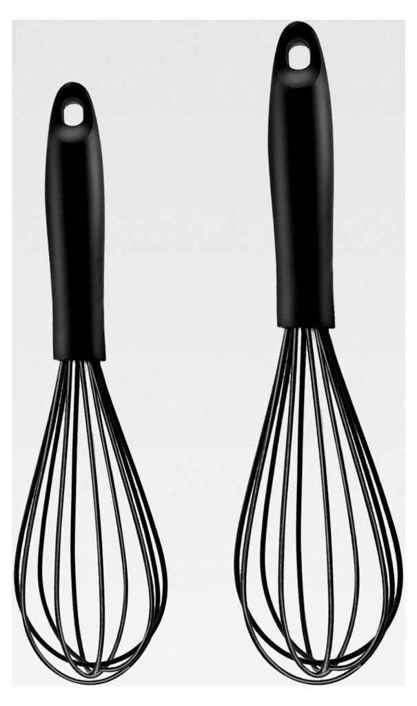 2 Stück Silikon-Schneebesen, Schwarz, Küchenschneebesen, Edelstahl, Multifunktional, Handschneebesen