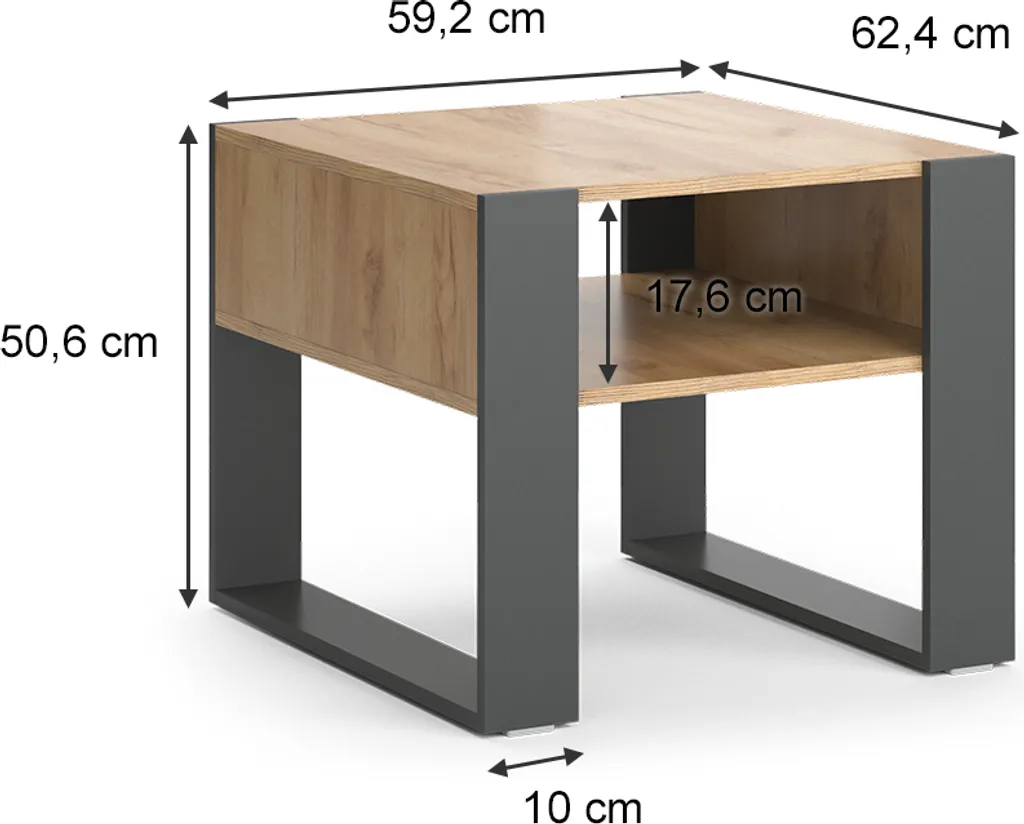 Petite table basse anthracite Vicco 59.2x50.6cm, finition mate durable - 3