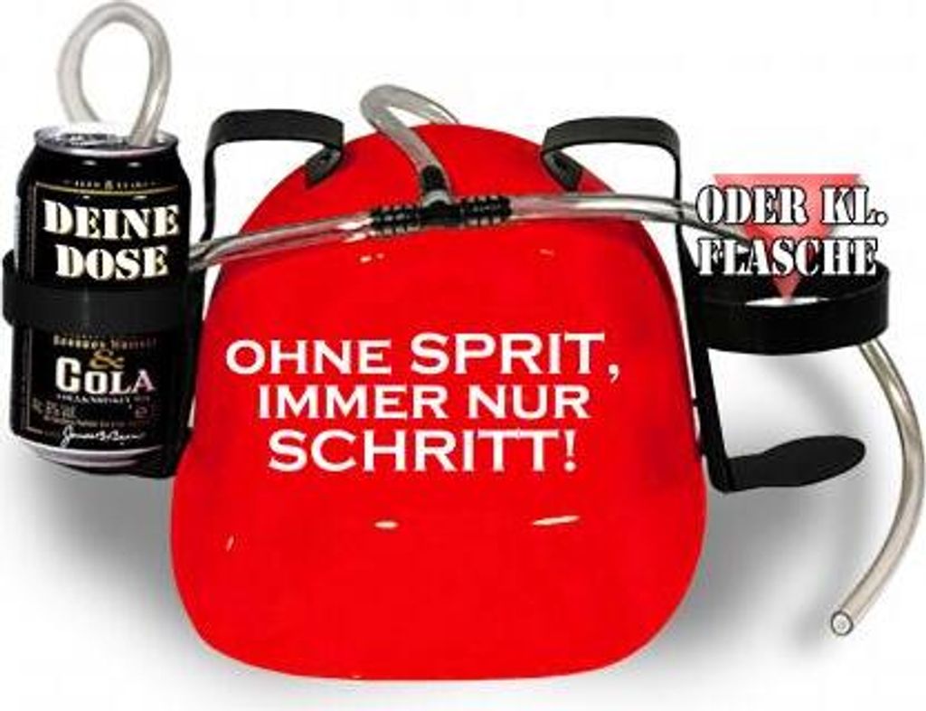 Trinkhelm Spaßhelm mit Print - Ohne Sprit, immer nur Schritt - 51640 Color - rot