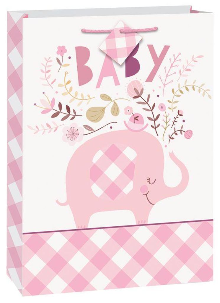 Baby Shower Elefant Mädchen Jumbo Geschenktüte Produktbild 