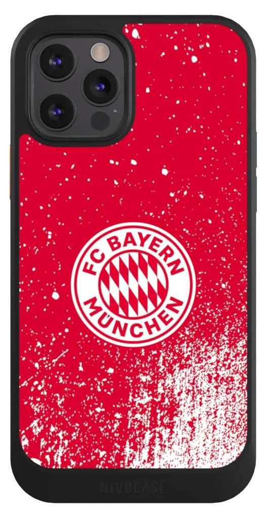 NIVOCASE Hülle für Apple iPhone 12 Pro Handyhülle NIVOcore Case Schwarz FC Bayern München FCB Offizielles Lizenzprodukt