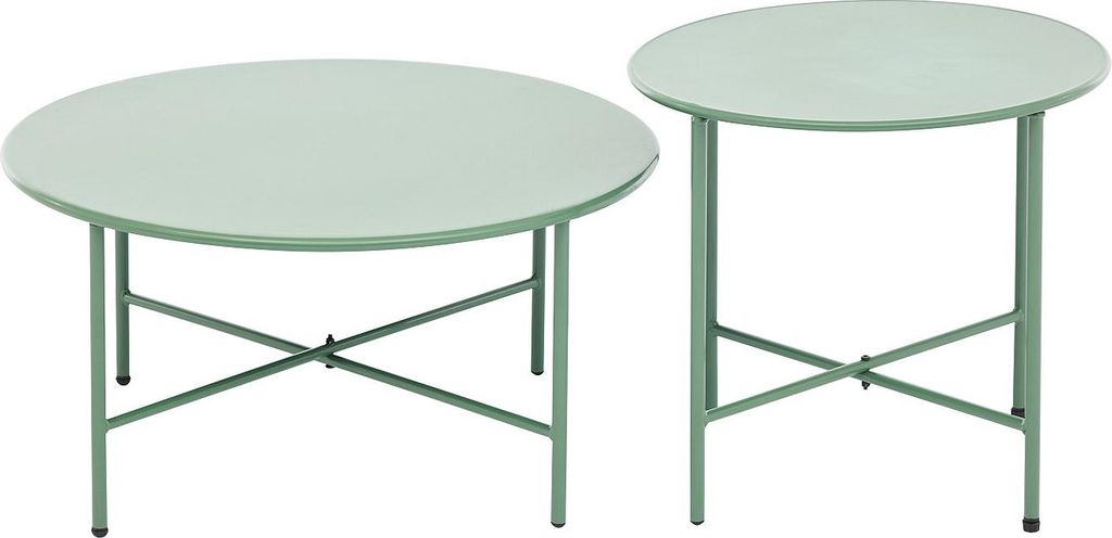 Set aus 2 Garten-Couchtischen aus Metall - Khaki - NIKAO Produktbild 