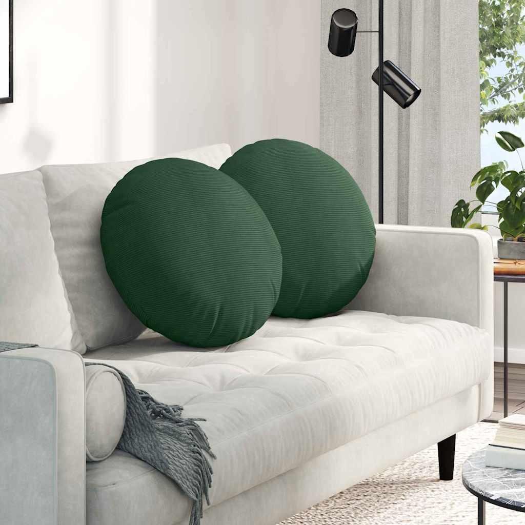 "2025 möbel"Sitzkissen 2 pcs Dunkelgrün Ø 50 cm Cordstoff - Neu Design Gartenmöbelauflagen