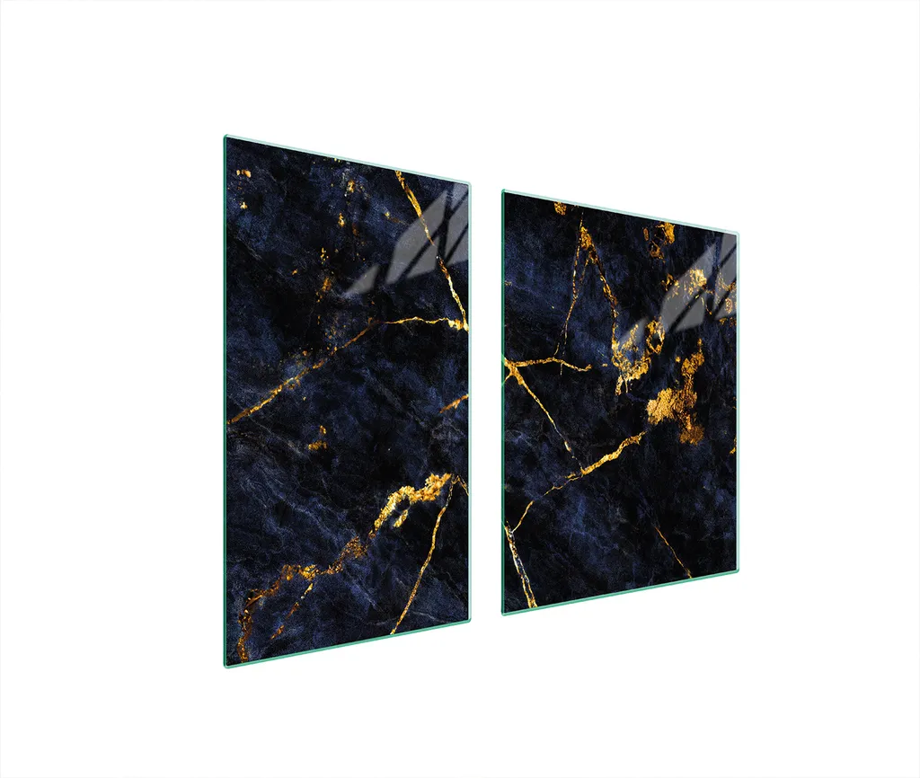 Protezione Piano Cottura 100x52 Vetro Temperato Marmo Oro Elegance