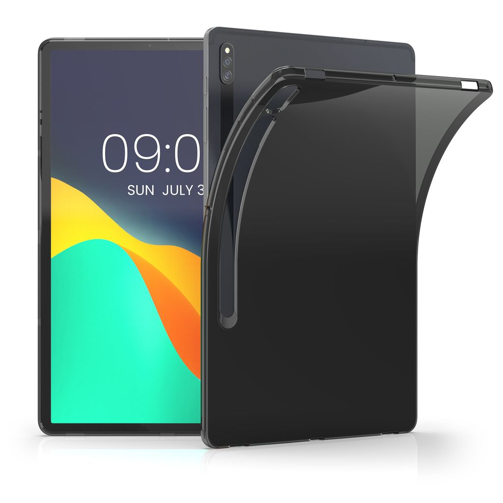 kwmobile Hülle kompatibel mit Samsung Galaxy Tab S8+ Plus / Galaxy Tab S7+ Plus Hülle - weiches TPU Silikon Case transparent - Tablet Cover Schwarz