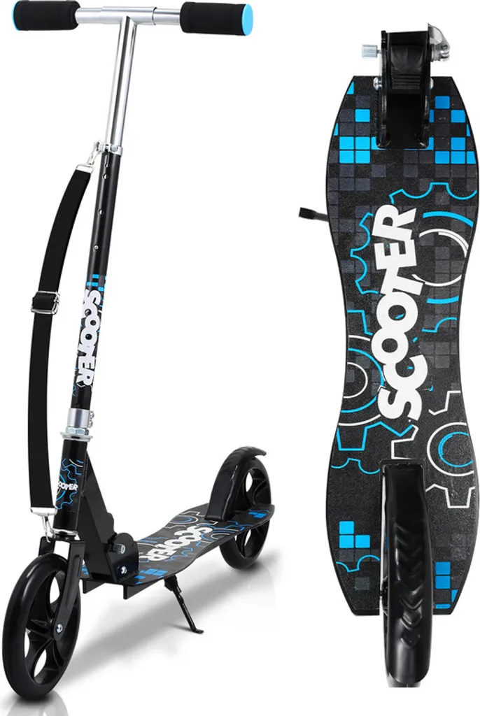 Trottinette Enfant Réglable et Pliable City Kickscooter Noir et Bleu