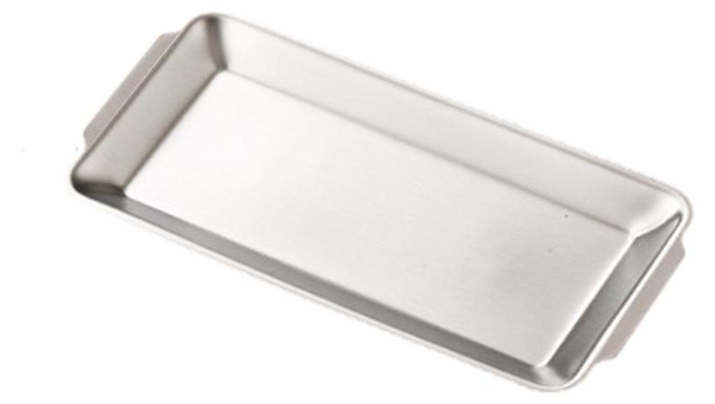 Servierplatte aus Edelstahl für Grillabende, robuste rechteckige Servierplatte mit Griffen, spülmaschinenfest, modernes Küchenutensil