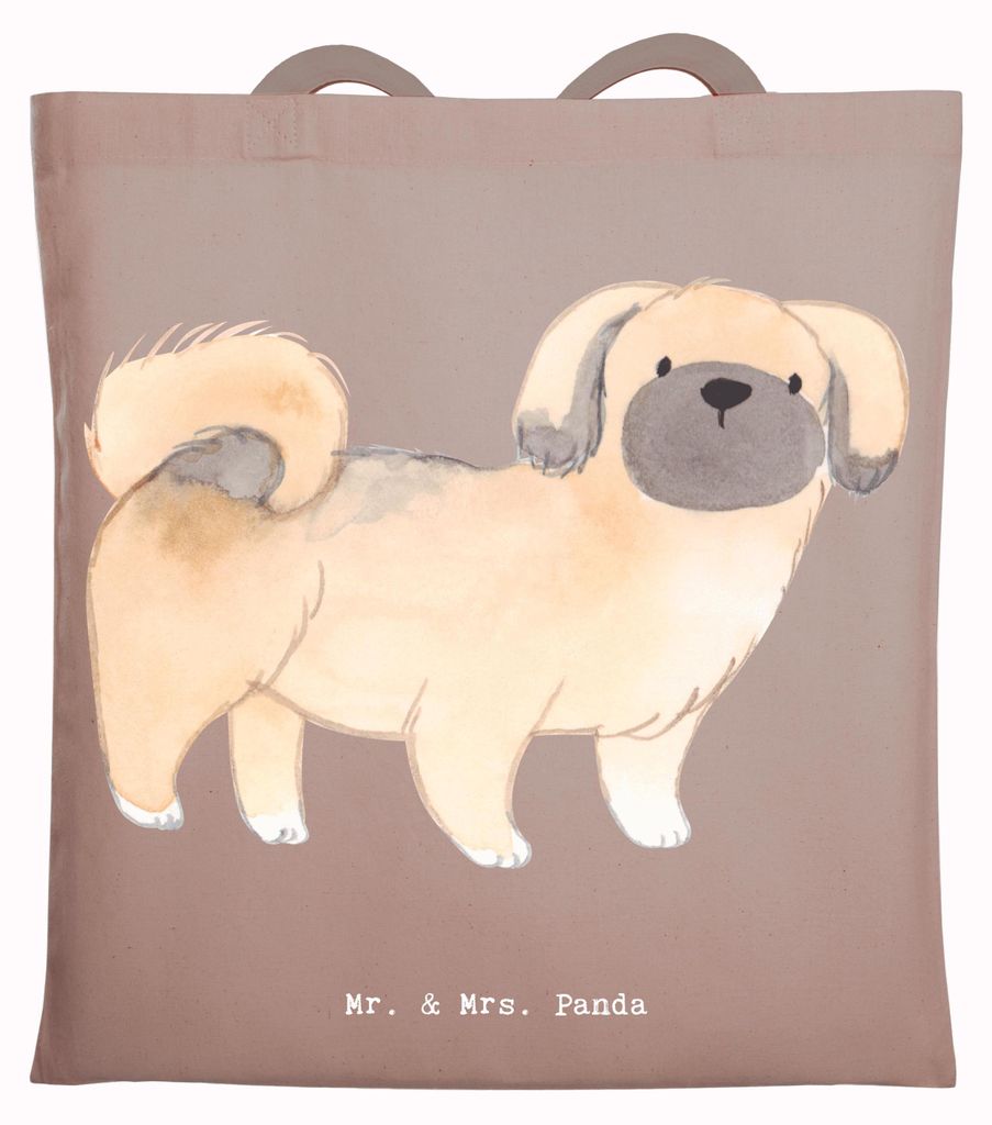Mr. & Mrs. Panda Shopping Tasche Pekingese Lebensretter - Braun Pastell - Geschenk, Pekinese, Peking-Palasthund, Laptoptasche, Einkaufstüte, Schul...