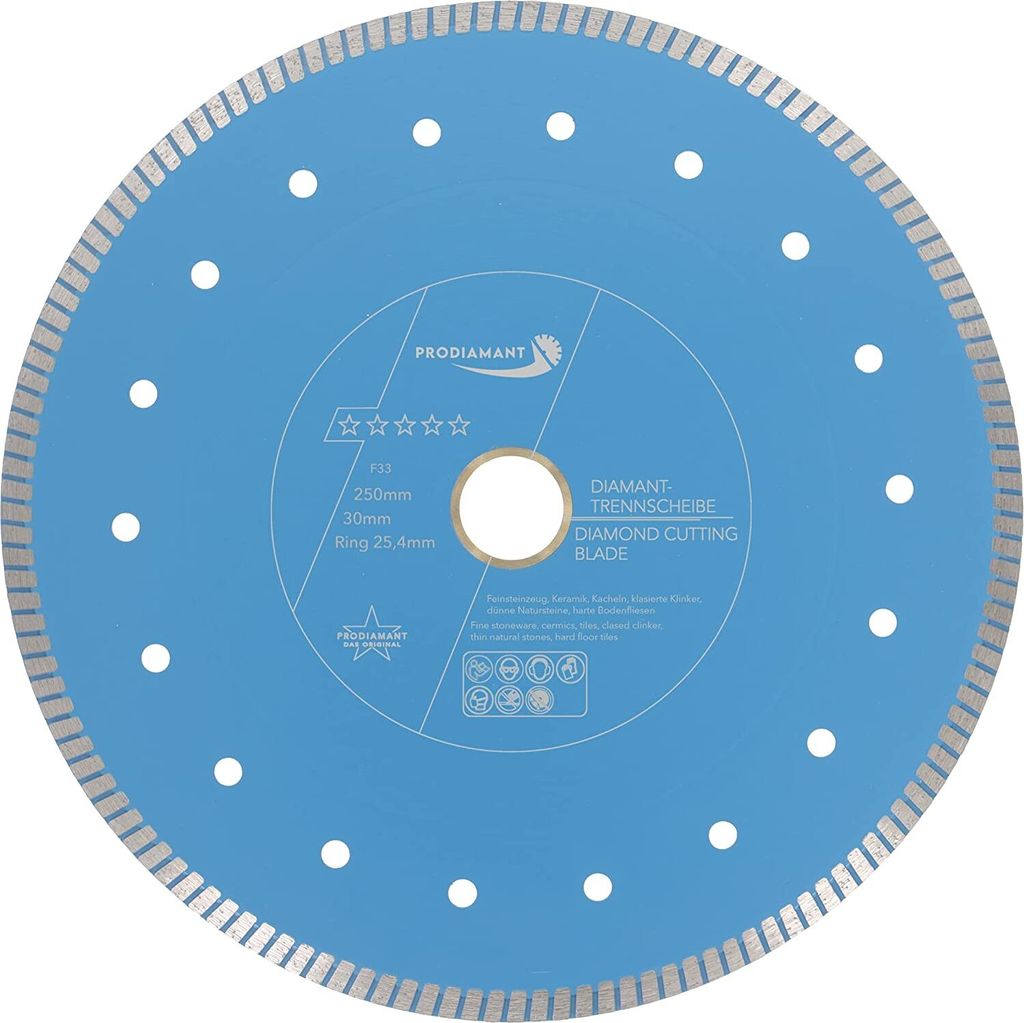PRODIAMANT Diamant-Trennscheibe Fliese Turbo 250 x 30/25,4 mm für Fliesen und Natustein