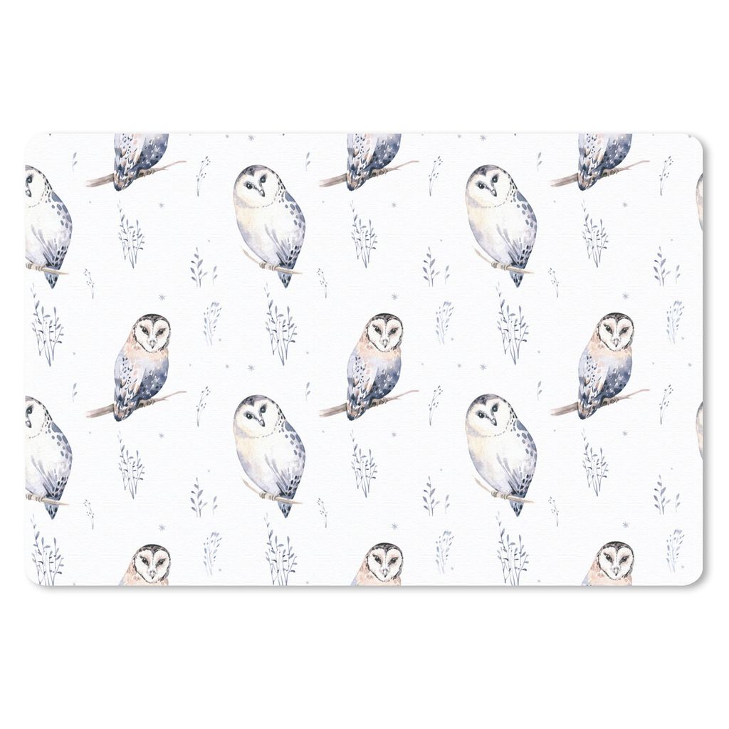 MuchoWow Mauspad Mousepad Winter - Eule - Weiß 27x18 cm - Mousepads - Maus Mat - Pad - Mausunterlage - Büroartikel - Desk Matten