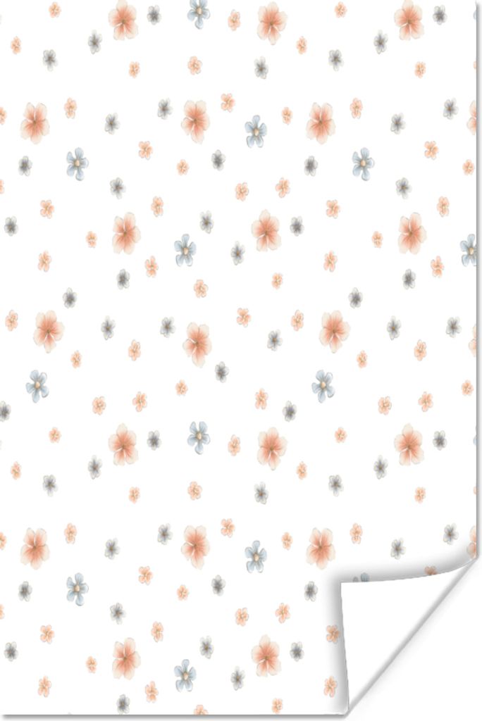 MuchoWow Poster Sakura - Vintage - Muster 20x30 cm - Papierdruck