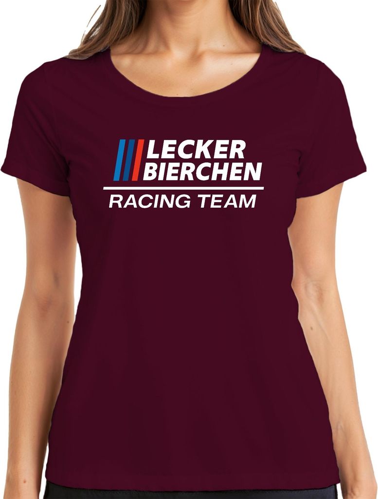 Lecker Bierchen Racing Team Bierliebhaber Stammtisch Motorsport Damen T-Shirt, Burgundy, XL